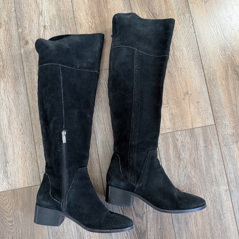Vince Camuto Kochelda Over the Knee Boot Womens 9.5 Black Suede Side Zip Edgy - Picture 10 of 13